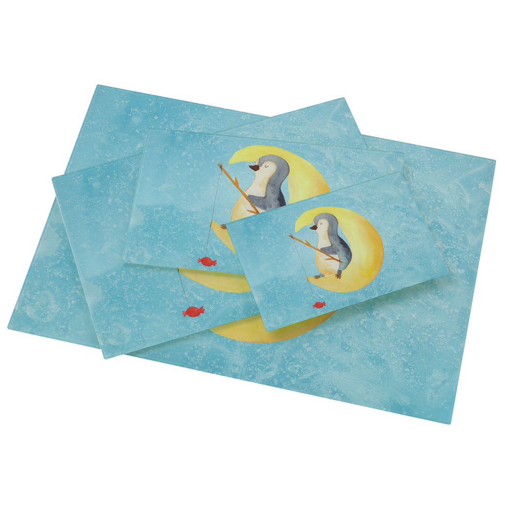 Medium Glas Schneidbrett Pinguin Mond Glasschneidebrett, Schneidebrett, Pinguin, Pinguine, Spruch, schlafen, Nachtruhe, Einschlafen, Schlafzimmer, Schlafstörungen, Gästezimmer