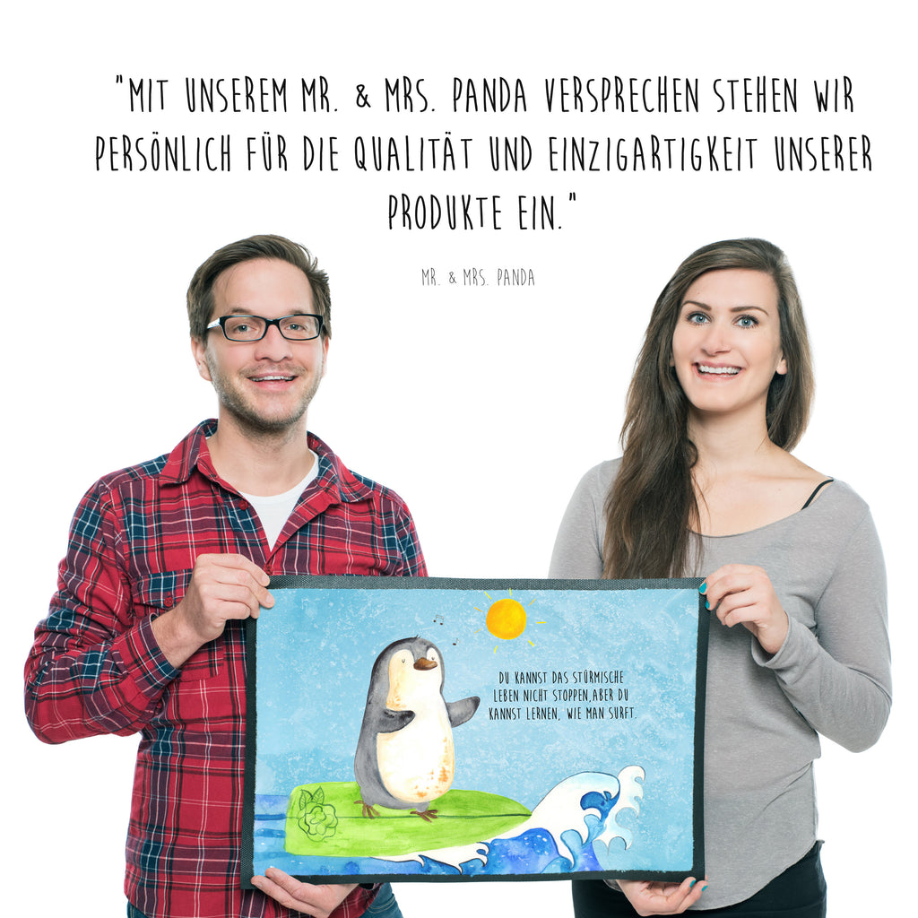 Fußmatte Pinguin Surfer Türvorleger, Schmutzmatte, Fußabtreter, Matte, Schmutzfänger, Fußabstreifer, Schmutzfangmatte, Türmatte, Motivfußmatte, Haustürmatte, Vorleger, Pinguin, Pinguine, surfen, Surfer, Hawaii, Urlaub, Wellen, Wellen reiten, Portugal