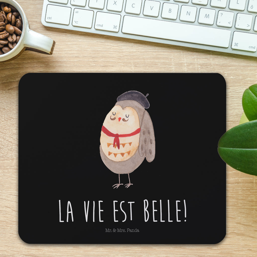 Mauspad Eule Französisch Mousepad, Computer zubehör, Büroausstattung, PC Zubehör, Arbeitszimmer, Mauspad, Einzigartiges Mauspad, Designer Mauspad, Eule, Eulen, Eule Deko, Owl, hibou, La vie est belle, das Leben ist schön, Spruch schön, Spruch Französisch, Frankreich