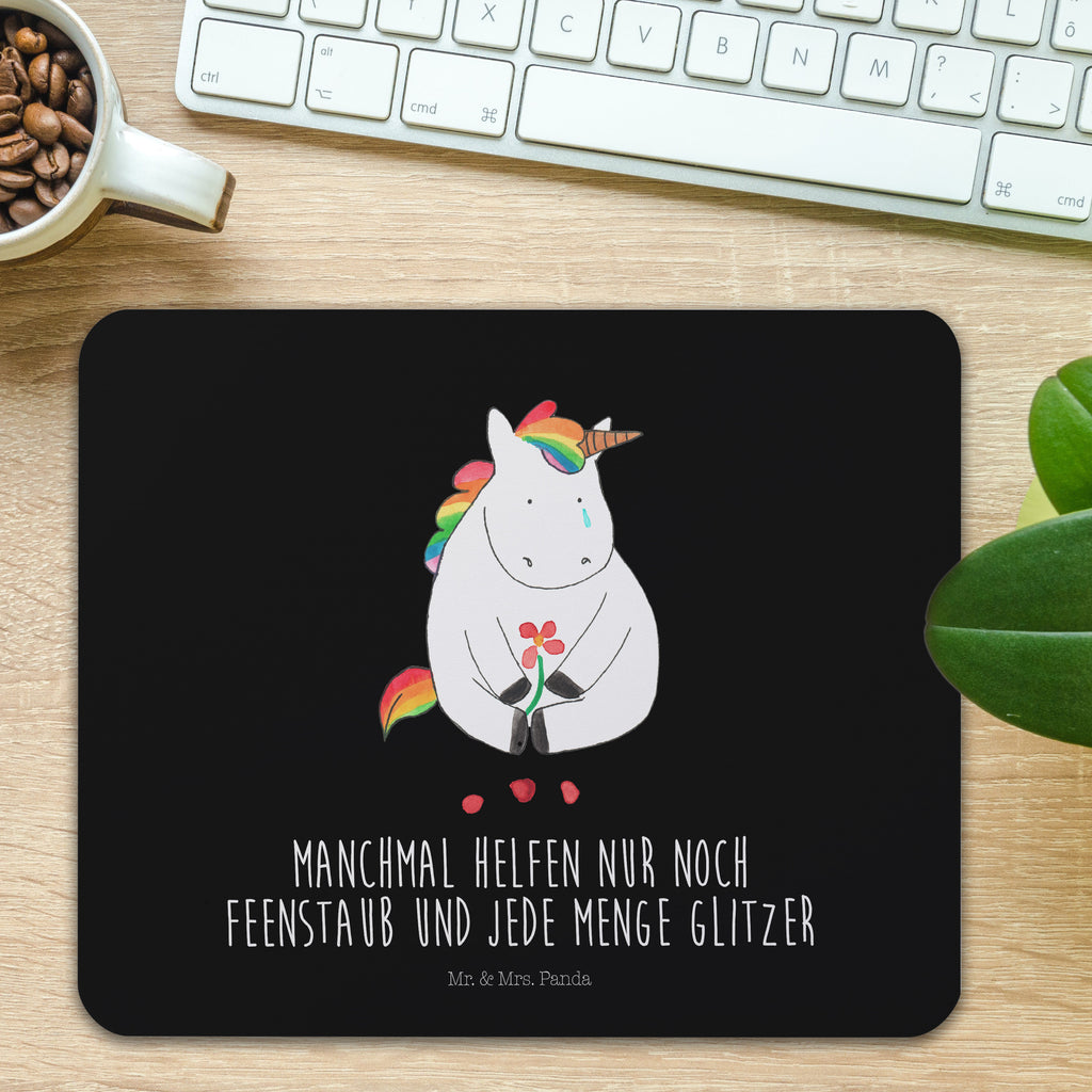 Mauspad Einhorn Traurig Mousepad, Computer zubehör, Büroausstattung, PC Zubehör, Arbeitszimmer, Mauspad, Einzigartiges Mauspad, Designer Mauspad, Einhorn, Einhörner, Einhorn Deko, Pegasus, Unicorn, Glitzer, Trösten. Freundschaft, Freunde, Liebe, Trauer, Grußkarte, Blume