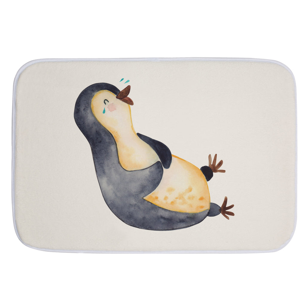 Badvorleger Pinguin lachend Badematte, Badteppich, Duschvorleger, Badezimmerteppich, Badezimmermatte, Badvorleger, Duschmatte, Duschteppich, Pinguin, Pinguine, lustiger Spruch, Optimismus, Fröhlich, Lachen, Humor, Fröhlichkeit
