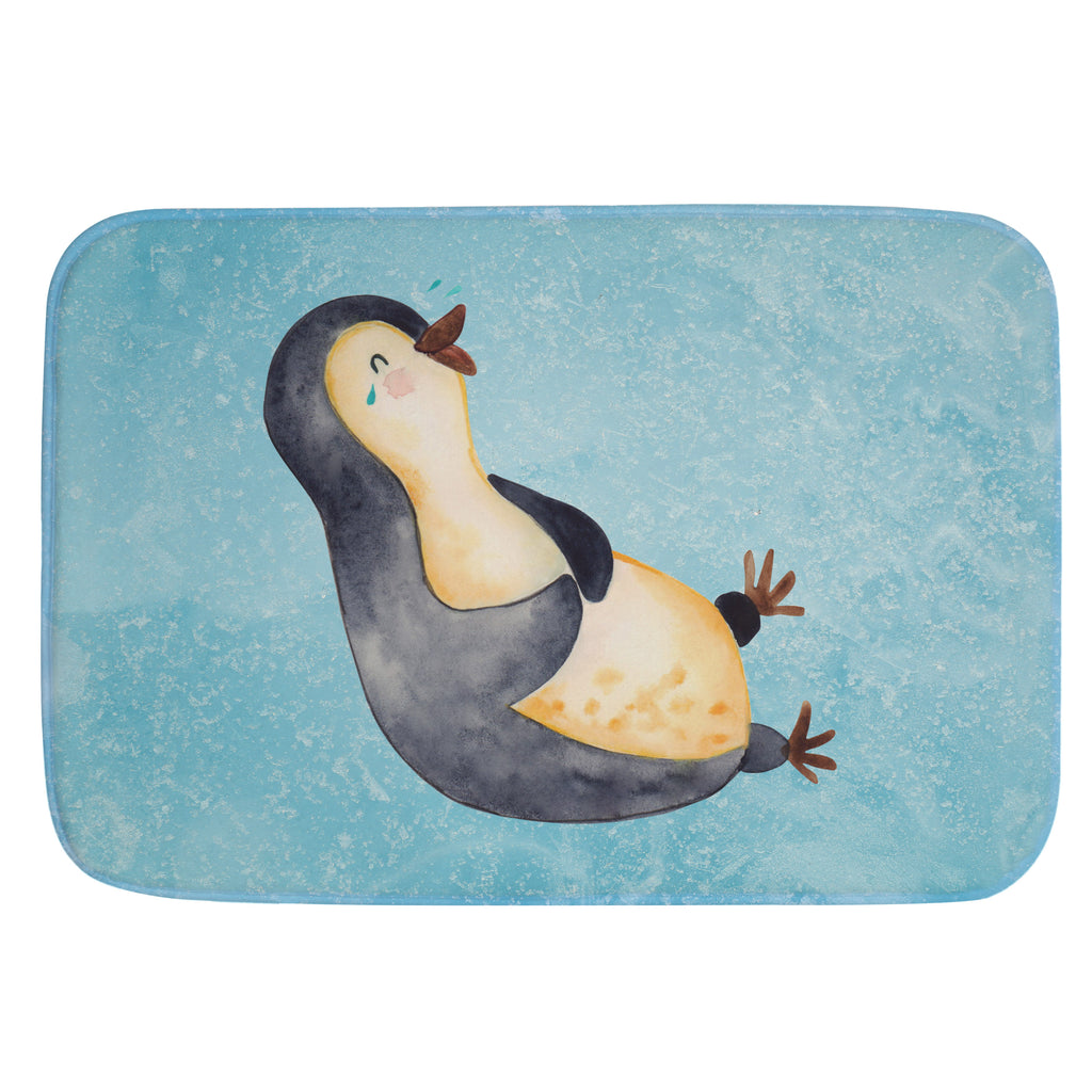 Badvorleger Pinguin lachend Badematte, Badteppich, Duschvorleger, Badezimmerteppich, Badezimmermatte, Badvorleger, Duschmatte, Duschteppich, Pinguin, Pinguine, lustiger Spruch, Optimismus, Fröhlich, Lachen, Humor, Fröhlichkeit