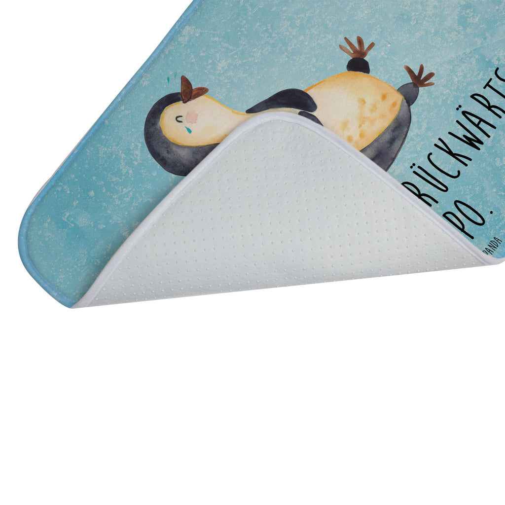 Badvorleger Pinguin lachend Badematte, Badteppich, Duschvorleger, Badezimmerteppich, Badezimmermatte, Badvorleger, Duschmatte, Duschteppich, Pinguin, Pinguine, lustiger Spruch, Optimismus, Fröhlich, Lachen, Humor, Fröhlichkeit