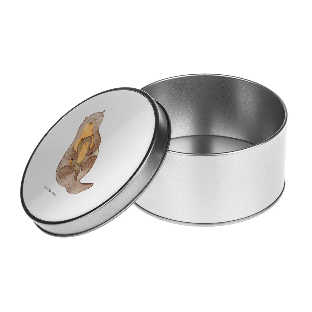 Blechdose rund Otter mit Kind Metalldose, Keksdose, Dose, Vorratsdose, Geschenkbox, Otter, Fischotter, Seeotter, Otter Seeotter See Otter