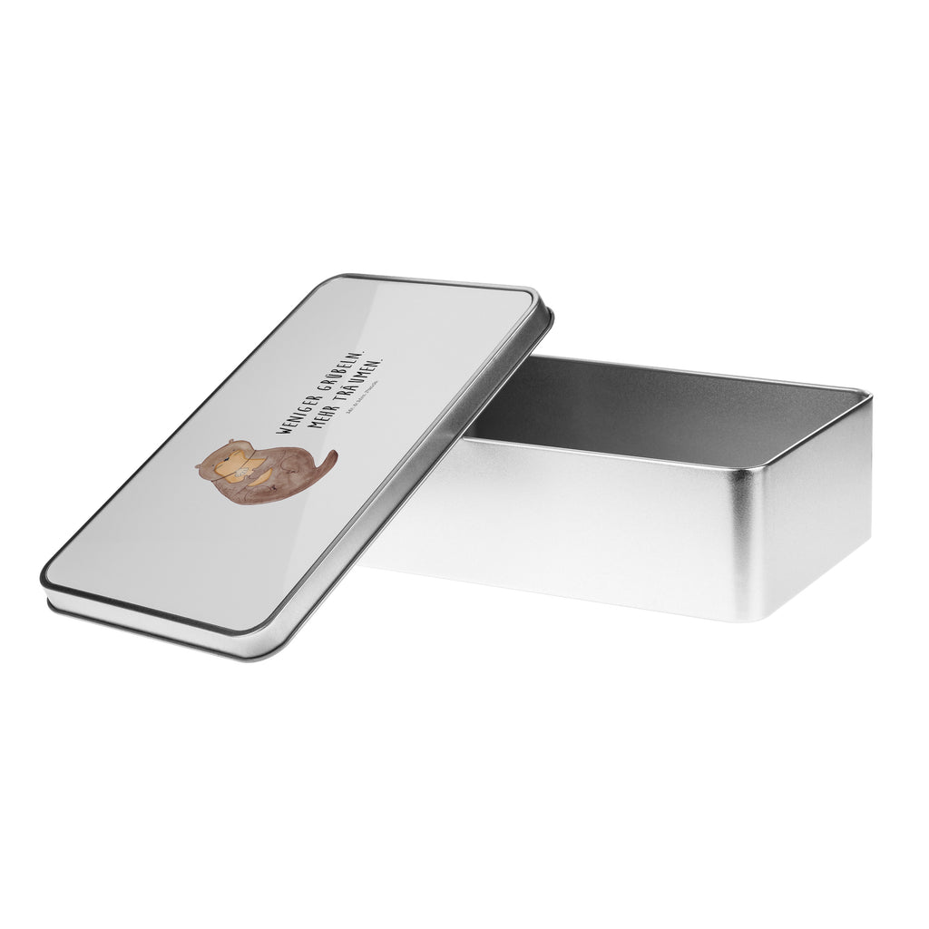 Metalldose rechteckig Otter mit Muschelmedaillon Blechdose, Metalldose, Blechbox, Container, Keksdose, Vorratsdose, Vorratsbox, Döschen, Versperbox, Vesperdose, Aufbewahrungsdose, Aufbewahrungsbox, Aluminiumdose, Dose, Otter, Fischotter, Seeotter, Otterliebe, grübeln, träumen, Motivation, Tagträumen, Büro