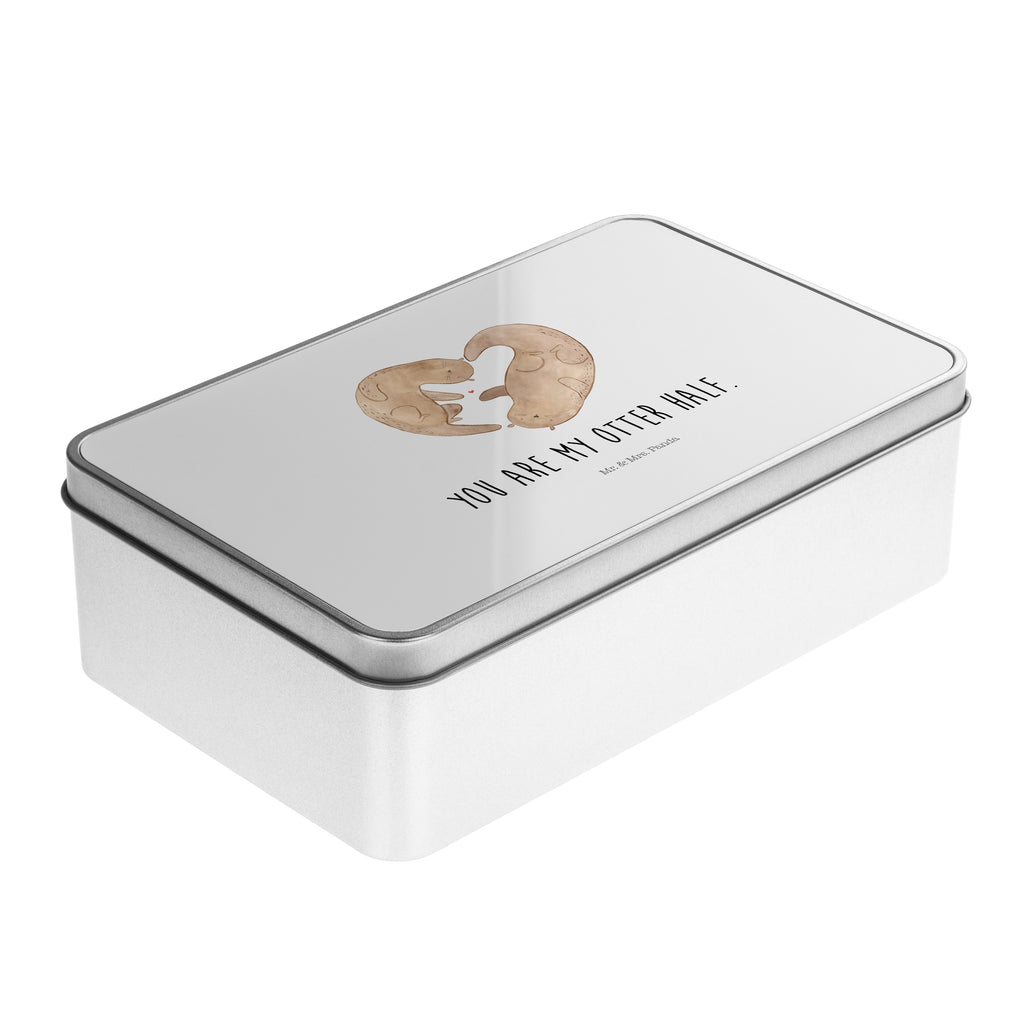 Metalldose rechteckig Otter Herz Blechdose, Metalldose, Blechbox, Container, Keksdose, Vorratsdose, Vorratsbox, Döschen, Versperbox, Vesperdose, Aufbewahrungsdose, Aufbewahrungsbox, Aluminiumdose, Dose, Otter, Fischotter, Seeotter, Liebe, Herz, Liebesbeweis, Liebesgeschenk, Bessere Hälfte, Love you, Jahrestag, Hochzeitstag, Verlobung, gemeinsames Leben