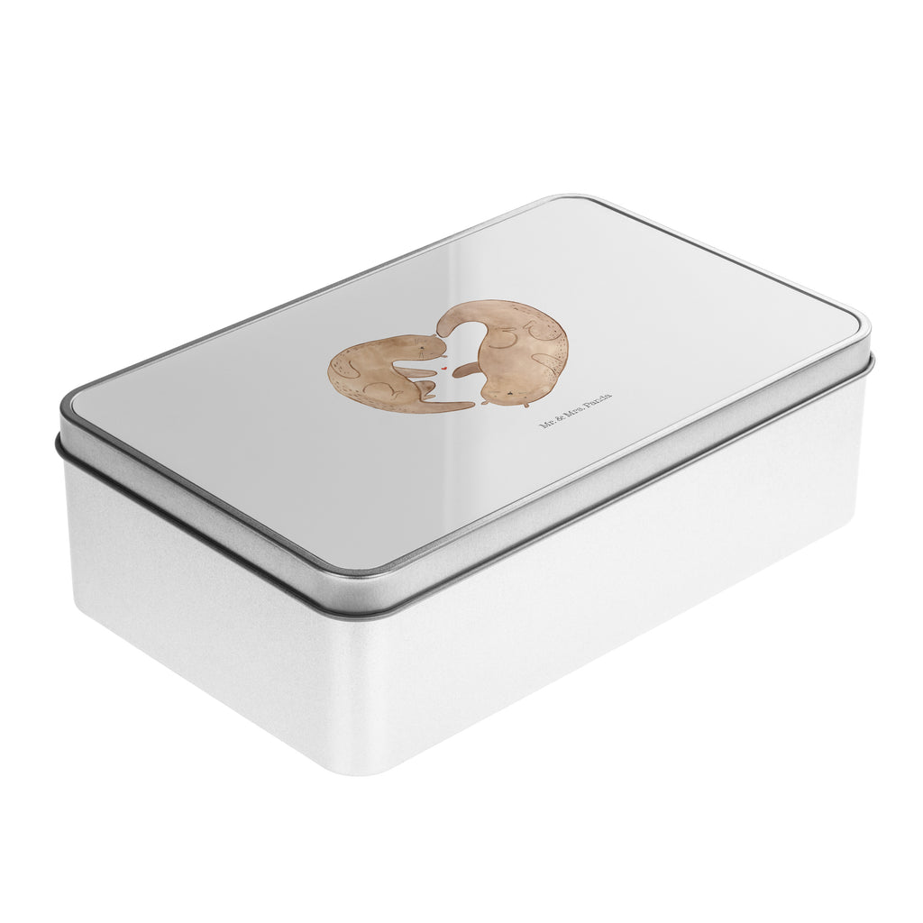 Metalldose rechteckig Otter Herz Blechdose, Metalldose, Blechbox, Container, Keksdose, Vorratsdose, Vorratsbox, Döschen, Versperbox, Vesperdose, Aufbewahrungsdose, Aufbewahrungsbox, Aluminiumdose, Dose, Otter, Fischotter, Seeotter, Liebe, Herz, Liebesbeweis, Liebesgeschenk, Bessere Hälfte, Love you, Jahrestag, Hochzeitstag, Verlobung, gemeinsames Leben