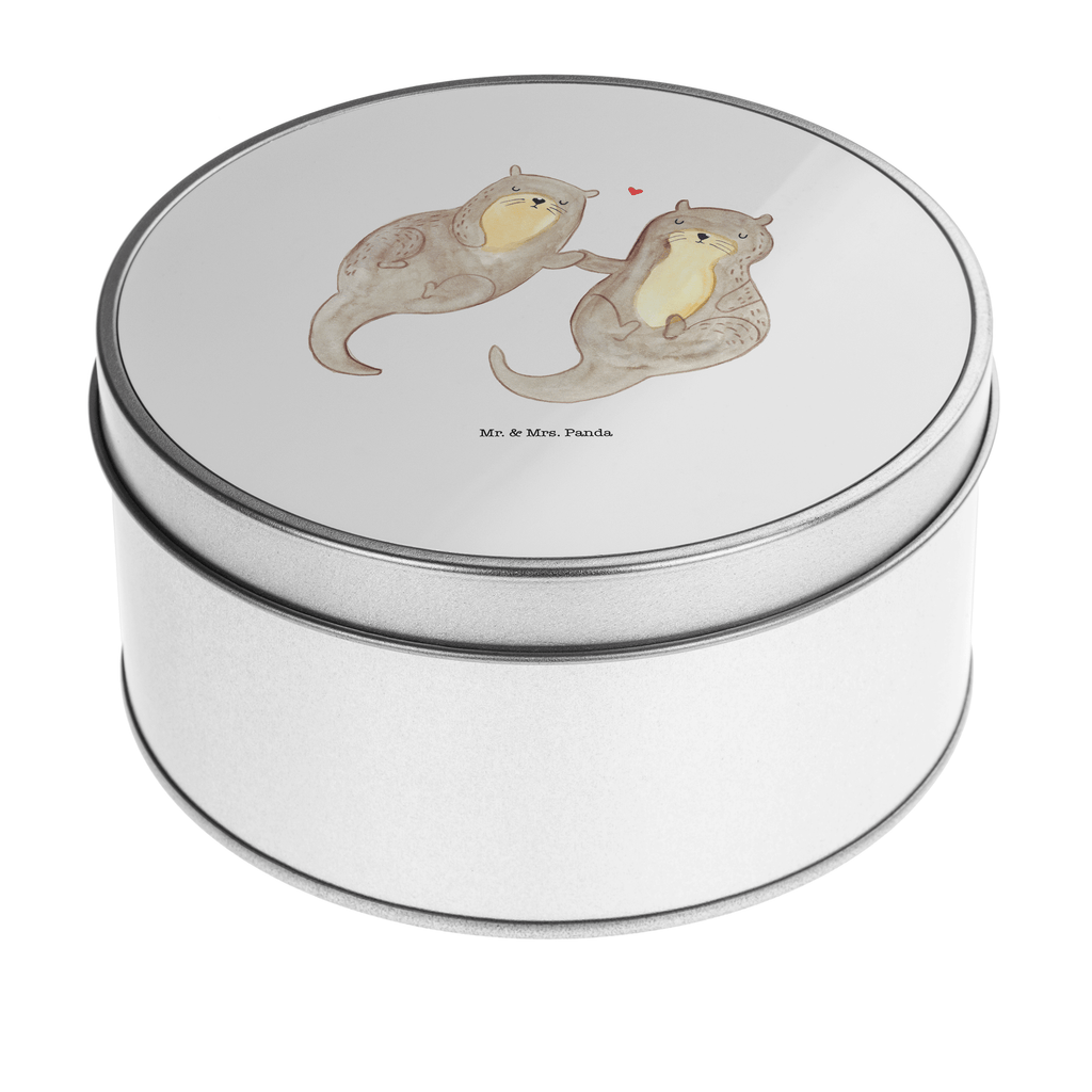 Blechdose rund Otter händchenhaltend Metalldose, Keksdose, Dose, Vorratsdose, Geschenkbox, Otter, Fischotter, Seeotter, Otter Seeotter See Otter