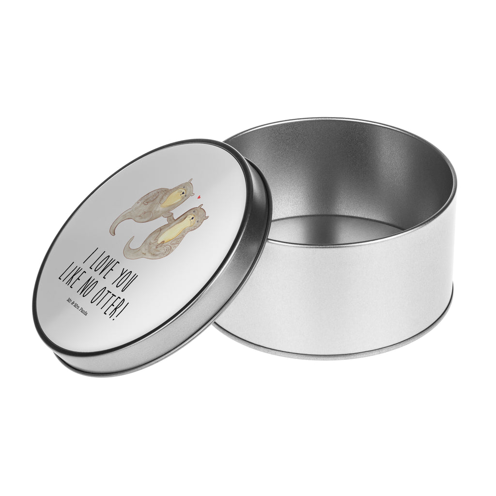 Blechdose rund Otter händchenhaltend Metalldose, Keksdose, Dose, Vorratsdose, Geschenkbox, Otter, Fischotter, Seeotter, Otter Seeotter See Otter
