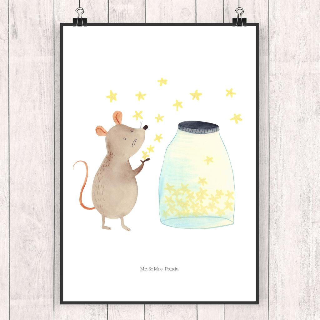 Poster Maus Sterne Poster, Wandposter, Bild, Wanddeko, Küchenposter, Kinderposter, Wanddeko Bild, Raumdekoration, Wanddekoration, Handgemaltes Poster, Mr. & Mrs. Panda Poster, Designposter, Kunstdruck, Posterdruck, Tiermotive, Gute Laune, lustige Sprüche, Tiere, Maus, Sterne, Wunsch, Kind, Taufe, Taufgeschenk, Geburt, Schwangerschaft, erstes Kind, Kindergeburtstag, Geburtstag, Hoffnung, Träume