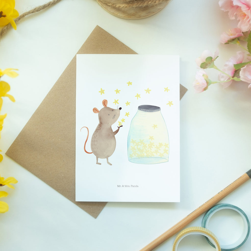 Grußkarte Maus Sterne Klappkarte, Einladungskarte, Glückwunschkarte, Hochzeitskarte, Geburtstagskarte, Karte, Tiermotive, Gute Laune, lustige Sprüche, Tiere, Maus, Sterne, Wunsch, Kind, Taufe, Taufgeschenk, Geburt, Schwangerschaft, erstes Kind, Kindergeburtstag, Geburtstag, Hoffnung, Träume