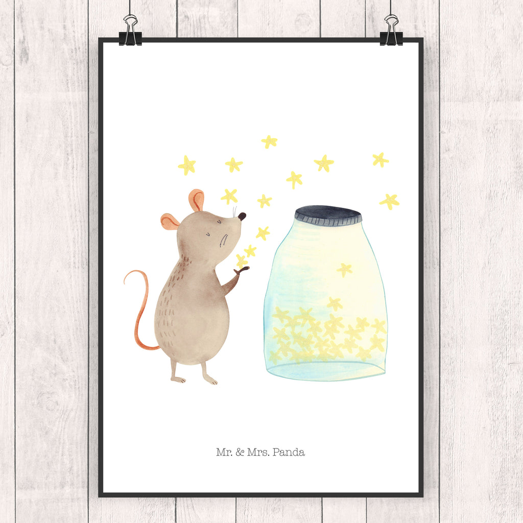 Poster Maus Sterne Poster, Wandposter, Bild, Wanddeko, Küchenposter, Kinderposter, Wanddeko Bild, Raumdekoration, Wanddekoration, Handgemaltes Poster, Mr. & Mrs. Panda Poster, Designposter, Kunstdruck, Posterdruck, Tiermotive, Gute Laune, lustige Sprüche, Tiere, Maus, Sterne, Wunsch, Kind, Taufe, Taufgeschenk, Geburt, Schwangerschaft, erstes Kind, Kindergeburtstag, Geburtstag, Hoffnung, Träume