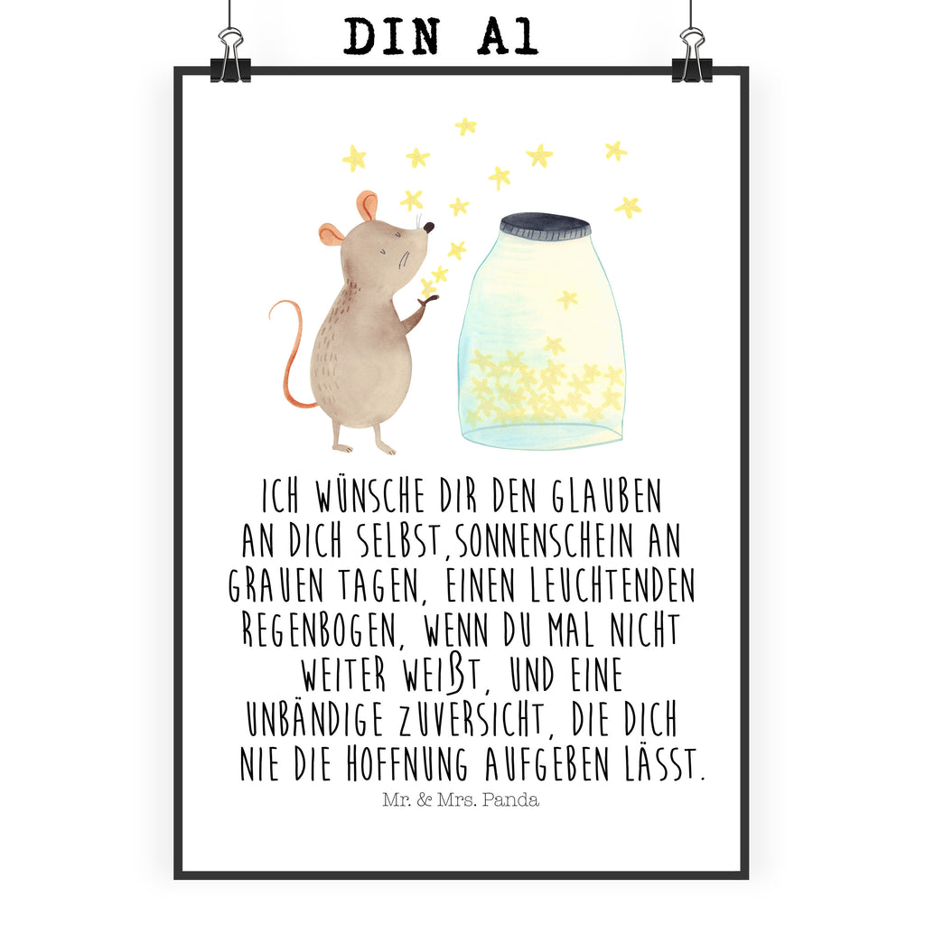 Poster Maus Sterne Poster, Wandposter, Bild, Wanddeko, Küchenposter, Kinderposter, Wanddeko Bild, Raumdekoration, Wanddekoration, Handgemaltes Poster, Mr. & Mrs. Panda Poster, Designposter, Kunstdruck, Posterdruck, Tiermotive, Gute Laune, lustige Sprüche, Tiere, Maus, Sterne, Wunsch, Kind, Taufe, Taufgeschenk, Geburt, Schwangerschaft, erstes Kind, Kindergeburtstag, Geburtstag, Hoffnung, Träume