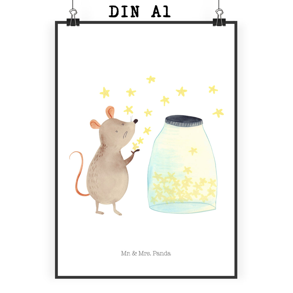 Poster Maus Sterne Poster, Wandposter, Bild, Wanddeko, Küchenposter, Kinderposter, Wanddeko Bild, Raumdekoration, Wanddekoration, Handgemaltes Poster, Mr. & Mrs. Panda Poster, Designposter, Kunstdruck, Posterdruck, Tiermotive, Gute Laune, lustige Sprüche, Tiere, Maus, Sterne, Wunsch, Kind, Taufe, Taufgeschenk, Geburt, Schwangerschaft, erstes Kind, Kindergeburtstag, Geburtstag, Hoffnung, Träume