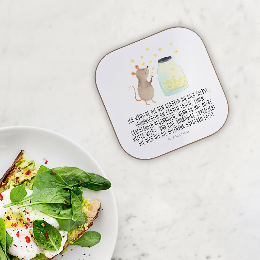 Quadratische Untersetzer Maus Sterne Bierdeckel, Glasuntersetzer, Untersetzer Gläser, Getränkeuntersetzer, Tiermotive, Gute Laune, lustige Sprüche, Tiere, Maus, Sterne, Wunsch, Kind, Taufe, Taufgeschenk, Geburt, Schwangerschaft, erstes Kind, Kindergeburtstag, Geburtstag, Hoffnung, Träume
