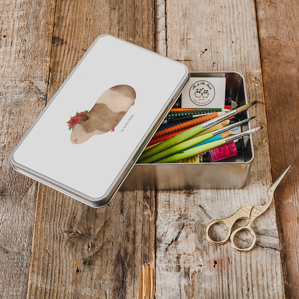 Metalldose rechteckig Meerschweinchen weise Blechdose, Metalldose, Blechbox, Container, Keksdose, Vorratsdose, Vorratsbox, Döschen, Versperbox, Vesperdose, Aufbewahrungsdose, Aufbewahrungsbox, Aluminiumdose, Dose, Tiermotive, Gute Laune, lustige Sprüche, Tiere, Meerschweinchen, Meerie, Meeries, Wunder, Blumenkind, Realität, Spruch, Weisheit, Motivation, Wunderland