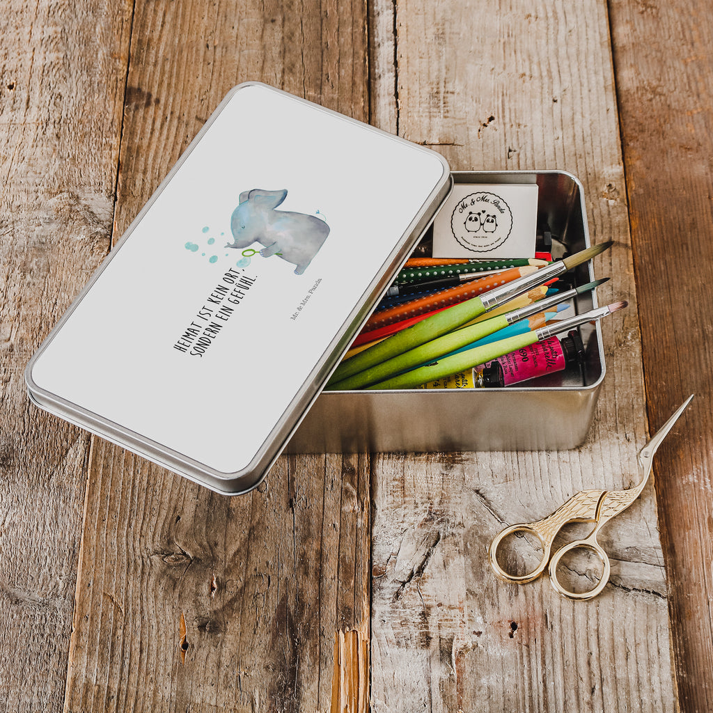 Metalldose rechteckig Elefant Seifenblasen Blechdose, Metalldose, Blechbox, Container, Keksdose, Vorratsdose, Vorratsbox, Döschen, Versperbox, Vesperdose, Aufbewahrungsdose, Aufbewahrungsbox, Aluminiumdose, Dose, Tiermotive, Gute Laune, lustige Sprüche, Tiere, Elefant, Elefanten, Dickhäter, Rüsseltier, Seifenblasen, Liebe, Heimat, Gefühl. Daheim, Liebesbeweis, Liebesspruch