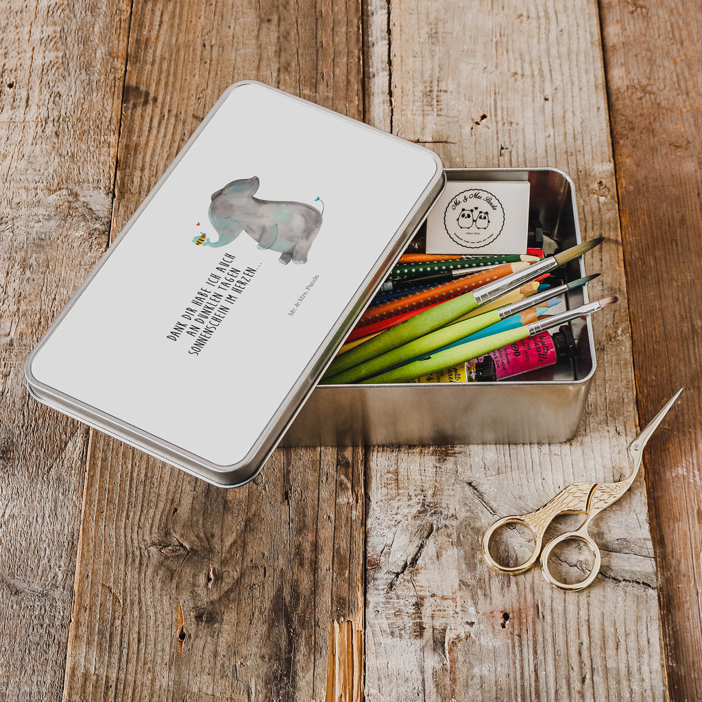 Metalldose rechteckig Elefant & Biene Blechdose, Metalldose, Blechbox, Container, Keksdose, Vorratsdose, Vorratsbox, Döschen, Versperbox, Vesperdose, Aufbewahrungsdose, Aufbewahrungsbox, Aluminiumdose, Dose, Tiermotive, Gute Laune, lustige Sprüche, Tiere, Elefant, Biene, Liebe, Liebesbeweis, Jahrestag, Liebesgeschenk, Heiratsantrag, Hochzeitsgeschenk, Liebesspruch