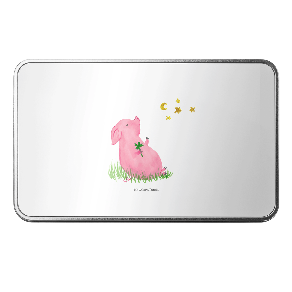 Metalldose rechteckig Glücksschwein Blechdose, Metalldose, Blechbox, Container, Keksdose, Vorratsdose, Vorratsbox, Döschen, Versperbox, Vesperdose, Aufbewahrungsdose, Aufbewahrungsbox, Aluminiumdose, Dose, Tiermotive, Gute Laune, lustige Sprüche, Tiere, Glücksschwein. Glück, Schwein, Schweinchen, Sterne, Sernchen, Ziele, Träume, Motivation, Glücksbringer