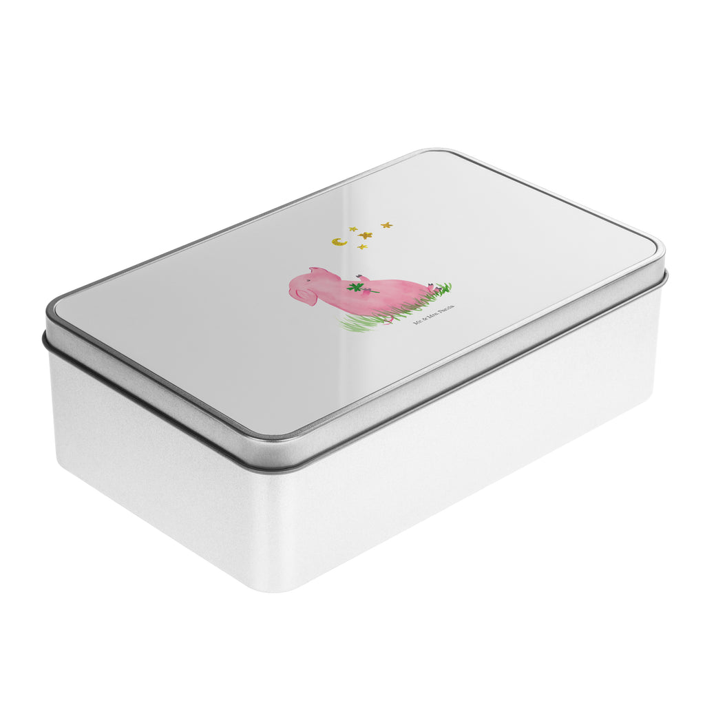Metalldose rechteckig Glücksschwein Blechdose, Metalldose, Blechbox, Container, Keksdose, Vorratsdose, Vorratsbox, Döschen, Versperbox, Vesperdose, Aufbewahrungsdose, Aufbewahrungsbox, Aluminiumdose, Dose, Tiermotive, Gute Laune, lustige Sprüche, Tiere, Glücksschwein. Glück, Schwein, Schweinchen, Sterne, Sernchen, Ziele, Träume, Motivation, Glücksbringer