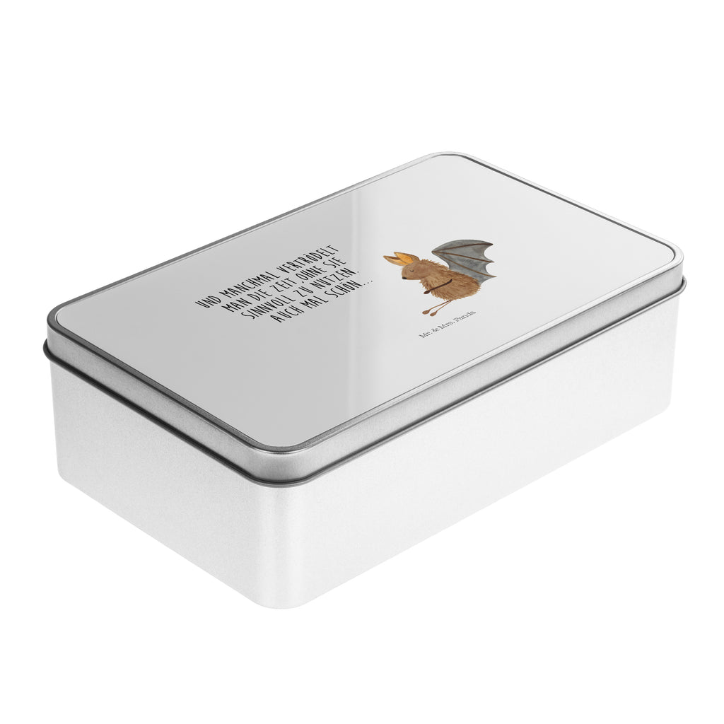 Metalldose rechteckig Fledermaus sitzend Blechdose, Metalldose, Blechbox, Container, Keksdose, Vorratsdose, Vorratsbox, Döschen, Versperbox, Vesperdose, Aufbewahrungsdose, Aufbewahrungsbox, Aluminiumdose, Dose, Tiermotive, Gute Laune, lustige Sprüche, Tiere, Fledermaus, Fledermäuse, Motivation, entspannen