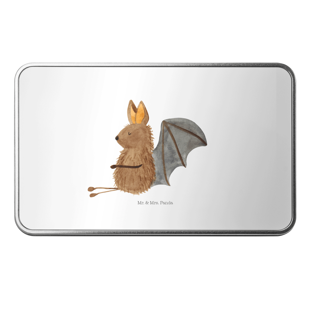 Metalldose rechteckig Fledermaus sitzend Blechdose, Metalldose, Blechbox, Container, Keksdose, Vorratsdose, Vorratsbox, Döschen, Versperbox, Vesperdose, Aufbewahrungsdose, Aufbewahrungsbox, Aluminiumdose, Dose, Tiermotive, Gute Laune, lustige Sprüche, Tiere, Fledermaus, Fledermäuse, Motivation, entspannen