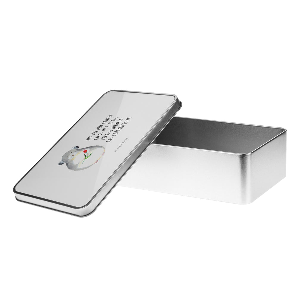 Metalldose rechteckig Chinchilla mit Blume Blechdose, Metalldose, Blechbox, Container, Keksdose, Vorratsdose, Vorratsbox, Döschen, Versperbox, Vesperdose, Aufbewahrungsdose, Aufbewahrungsbox, Aluminiumdose, Dose, Tiermotive, Gute Laune, lustige Sprüche, Tiere, Chinchilla, Chinchillas, Liebeskummer, Kummer, Depressionen, traurig sein, Chaos, Glücklichsein, Büro, Büroalltag