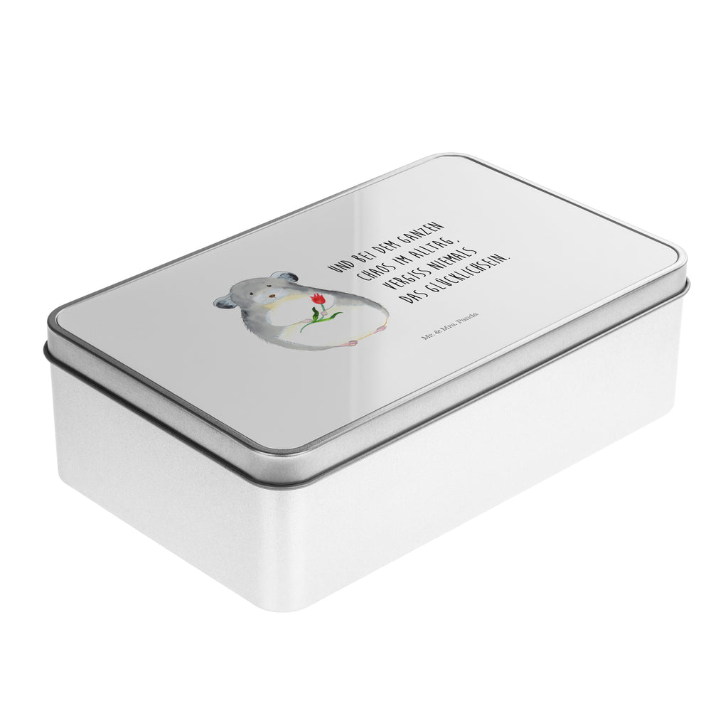 Metalldose rechteckig Chinchilla mit Blume Blechdose, Metalldose, Blechbox, Container, Keksdose, Vorratsdose, Vorratsbox, Döschen, Versperbox, Vesperdose, Aufbewahrungsdose, Aufbewahrungsbox, Aluminiumdose, Dose, Tiermotive, Gute Laune, lustige Sprüche, Tiere, Chinchilla, Chinchillas, Liebeskummer, Kummer, Depressionen, traurig sein, Chaos, Glücklichsein, Büro, Büroalltag