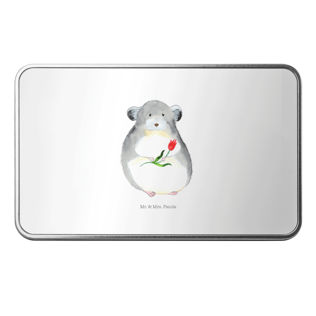 Metalldose rechteckig Chinchilla mit Blume Blechdose, Metalldose, Blechbox, Container, Keksdose, Vorratsdose, Vorratsbox, Döschen, Versperbox, Vesperdose, Aufbewahrungsdose, Aufbewahrungsbox, Aluminiumdose, Dose, Tiermotive, Gute Laune, lustige Sprüche, Tiere, Chinchilla, Chinchillas, Liebeskummer, Kummer, Depressionen, traurig sein, Chaos, Glücklichsein, Büro, Büroalltag