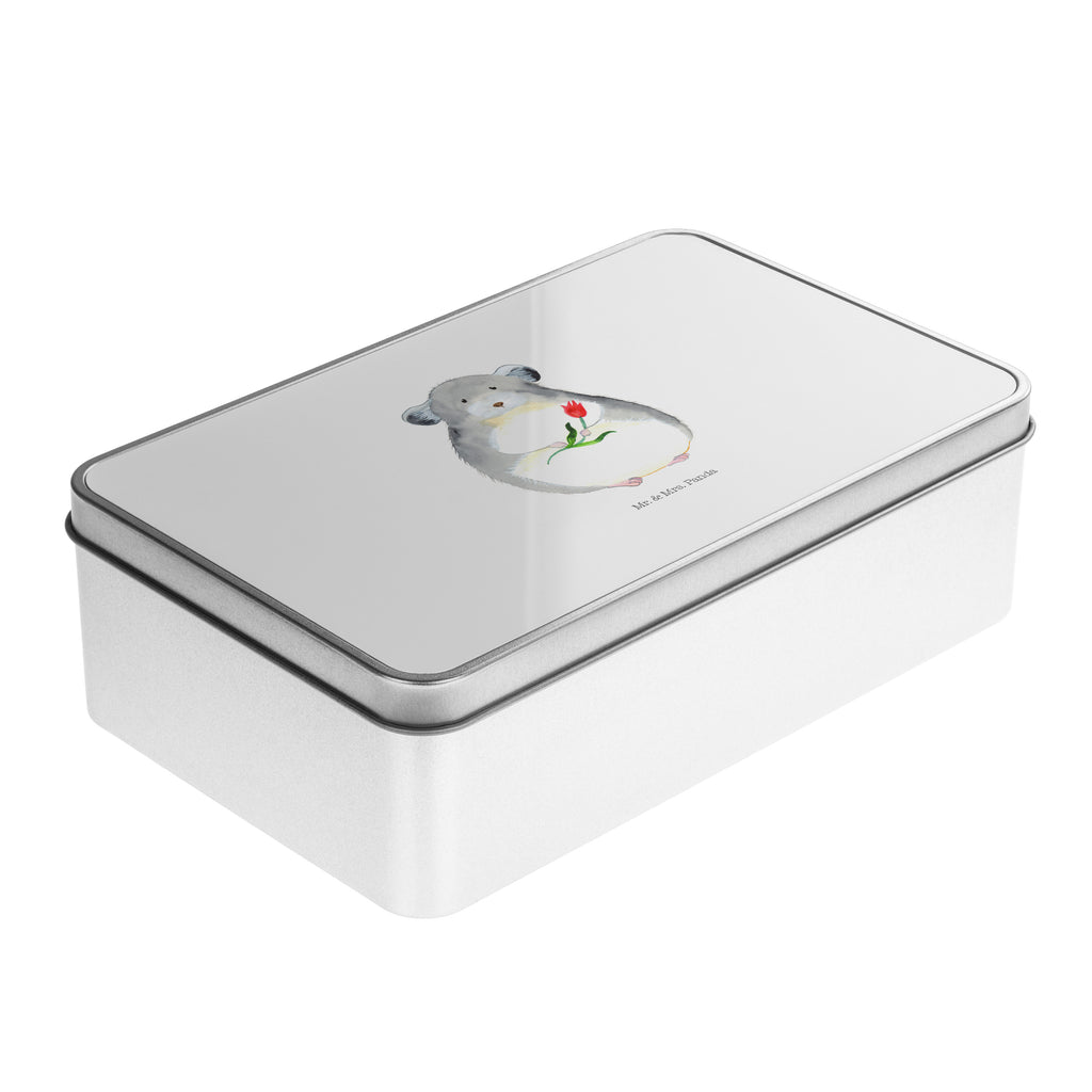 Metalldose rechteckig Chinchilla mit Blume Blechdose, Metalldose, Blechbox, Container, Keksdose, Vorratsdose, Vorratsbox, Döschen, Versperbox, Vesperdose, Aufbewahrungsdose, Aufbewahrungsbox, Aluminiumdose, Dose, Tiermotive, Gute Laune, lustige Sprüche, Tiere, Chinchilla, Chinchillas, Liebeskummer, Kummer, Depressionen, traurig sein, Chaos, Glücklichsein, Büro, Büroalltag