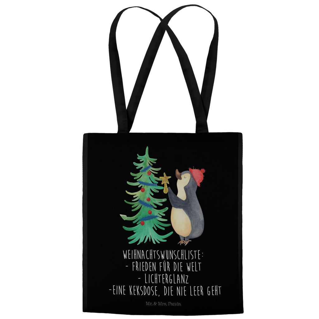 Tragetasche Pinguin Weihnachtsbaum Beuteltasche, Beutel, Einkaufstasche, Jutebeutel, Stoffbeutel, Winter, Weihnachten, Weihnachtsdeko, Nikolaus, Advent, Heiligabend, Wintermotiv, Pinguin