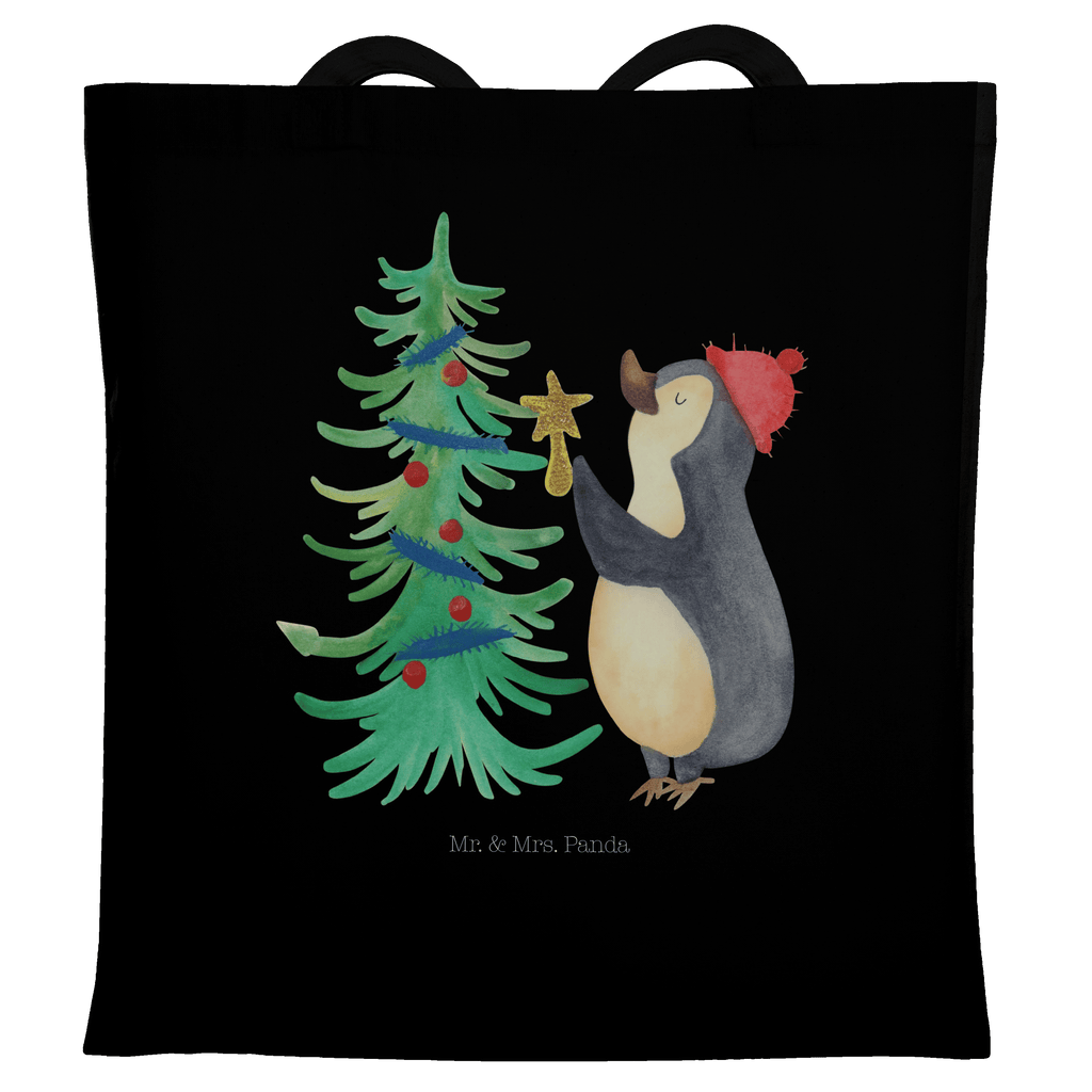 Tragetasche Pinguin Weihnachtsbaum Beuteltasche, Beutel, Einkaufstasche, Jutebeutel, Stoffbeutel, Winter, Weihnachten, Weihnachtsdeko, Nikolaus, Advent, Heiligabend, Wintermotiv, Pinguin