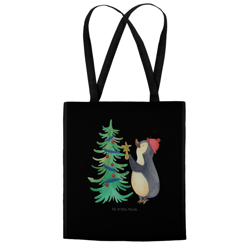 Tragetasche Pinguin Weihnachtsbaum Beuteltasche, Beutel, Einkaufstasche, Jutebeutel, Stoffbeutel, Winter, Weihnachten, Weihnachtsdeko, Nikolaus, Advent, Heiligabend, Wintermotiv, Pinguin