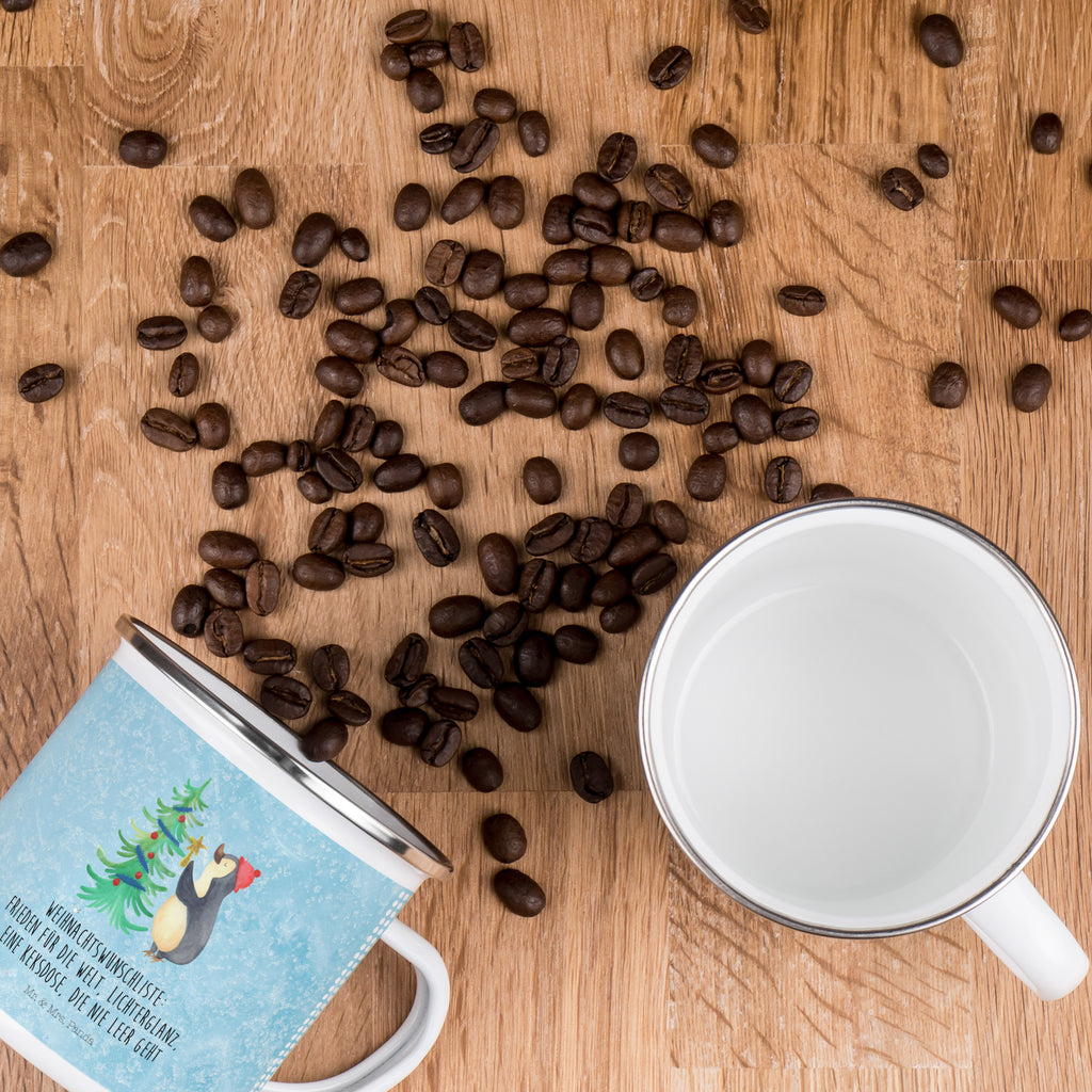 Camping Emaille Tasse Pinguin Weihnachtsbaum Campingtasse, Trinkbecher, Metalltasse, Outdoor Tasse, Emaille Trinkbecher, Blechtasse Outdoor, Emaille Campingbecher, Edelstahl Trinkbecher, Metalltasse für Camping, Kaffee Blechtasse, Camping Tasse Metall, Winter, Weihnachten, Weihnachtsdeko, Nikolaus, Advent, Heiligabend, Wintermotiv, Pinguin