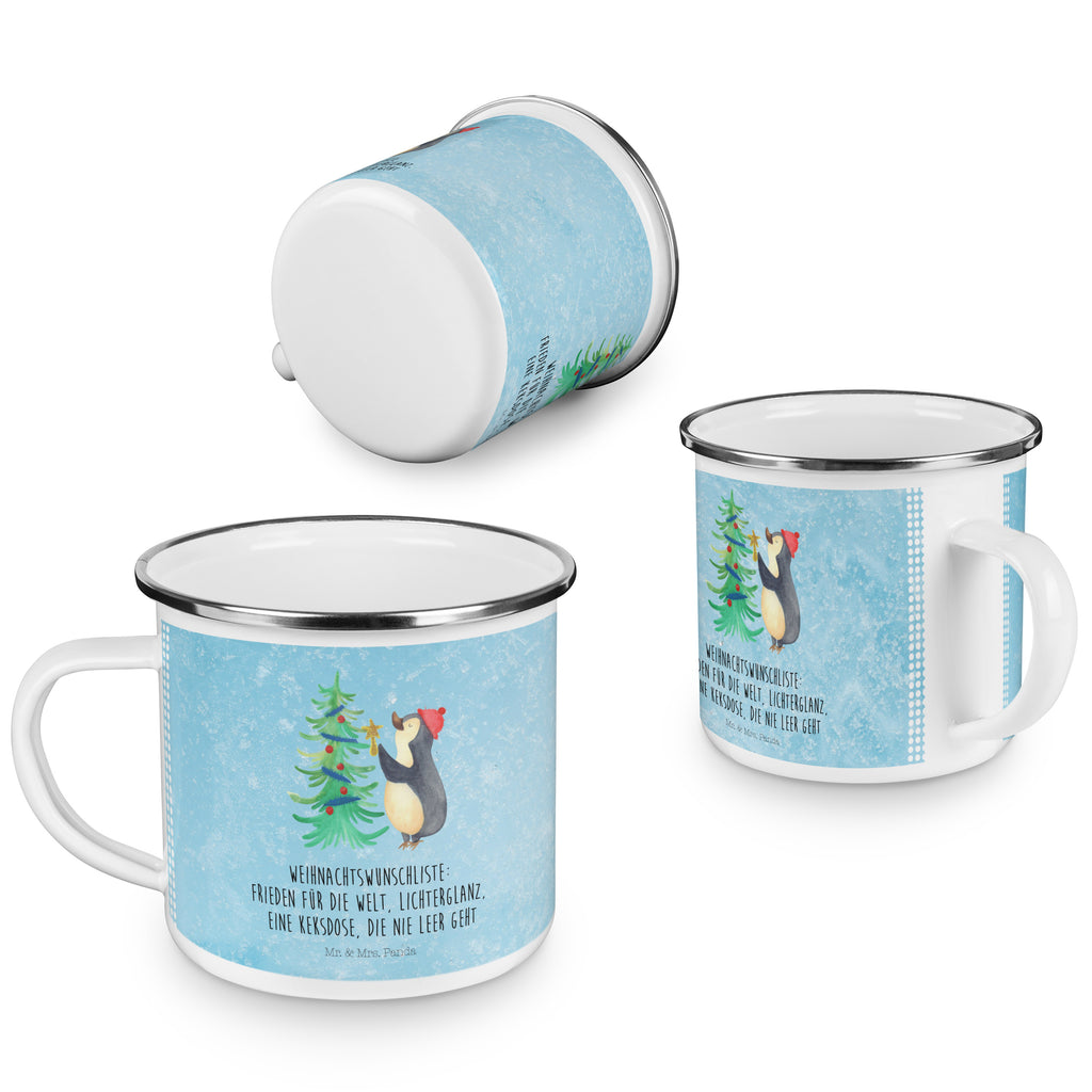 Camping Emaille Tasse Pinguin Weihnachtsbaum Campingtasse, Trinkbecher, Metalltasse, Outdoor Tasse, Emaille Trinkbecher, Blechtasse Outdoor, Emaille Campingbecher, Edelstahl Trinkbecher, Metalltasse für Camping, Kaffee Blechtasse, Camping Tasse Metall, Winter, Weihnachten, Weihnachtsdeko, Nikolaus, Advent, Heiligabend, Wintermotiv, Pinguin