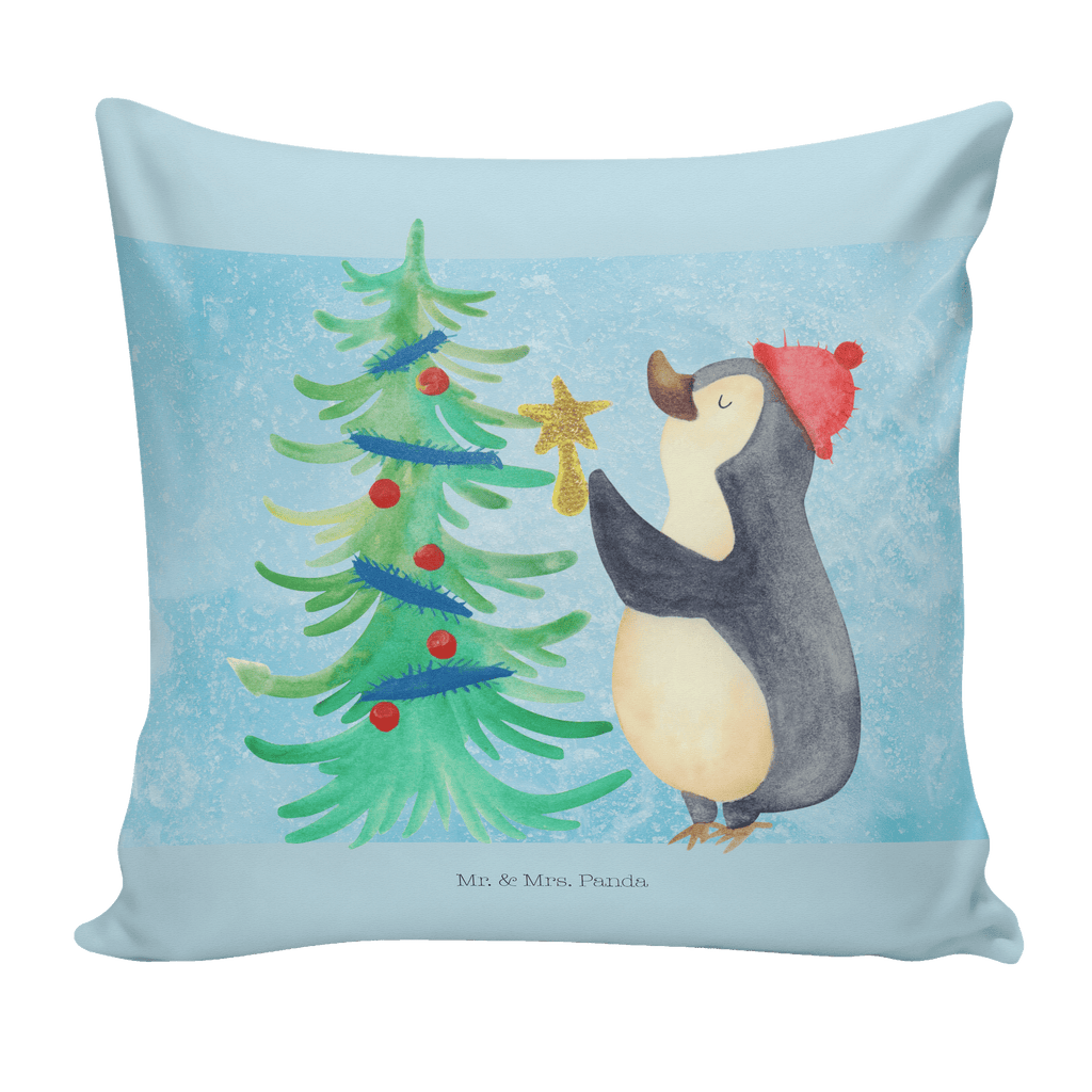 40x40 Kissen Pinguin Weihnachtsbaum Kissenhülle, Kopfkissen, Sofakissen, Dekokissen, Motivkissen, Winter, Weihnachten, Weihnachtsdeko, Nikolaus, Advent, Heiligabend, Wintermotiv, Pinguin