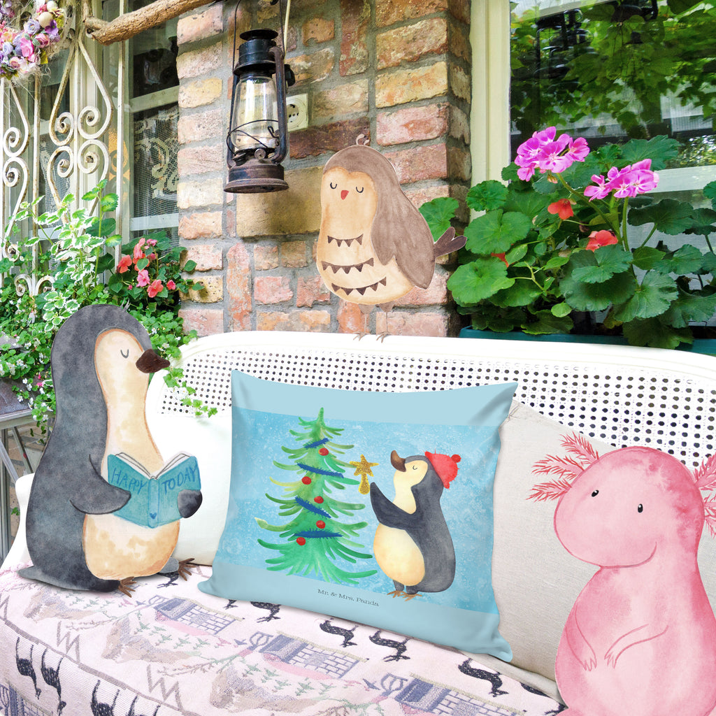 40x40 Kissen Pinguin Weihnachtsbaum Kissenhülle, Kopfkissen, Sofakissen, Dekokissen, Motivkissen, Winter, Weihnachten, Weihnachtsdeko, Nikolaus, Advent, Heiligabend, Wintermotiv, Pinguin