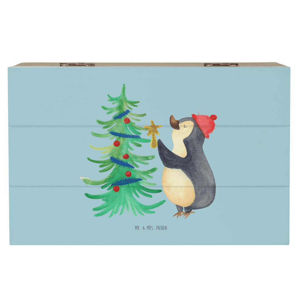 Holzkiste Pinguin Weihnachtsbaum Holzkiste, Kiste, Schatzkiste, Truhe, Schatulle, XXL, Erinnerungsbox, Erinnerungskiste, Dekokiste, Aufbewahrungsbox, Winter, Weihnachten, Weihnachtsdeko, Nikolaus, Advent, Heiligabend, Wintermotiv, Pinguin