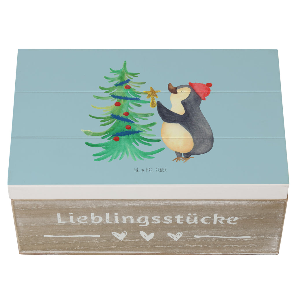 Holzkiste Pinguin Weihnachtsbaum Holzkiste, Kiste, Schatzkiste, Truhe, Schatulle, XXL, Erinnerungsbox, Erinnerungskiste, Dekokiste, Aufbewahrungsbox, Winter, Weihnachten, Weihnachtsdeko, Nikolaus, Advent, Heiligabend, Wintermotiv, Pinguin