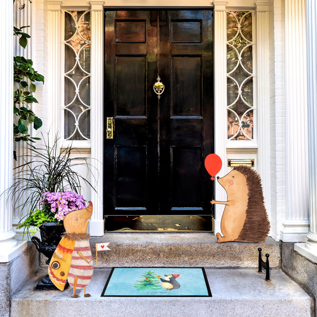 Fußmatte Pinguin Weihnachtsbaum Pinguin, Weihnachten, Winter Türvorleger, Schmutzmatte, Fußabtreter, Matte, Schmutzfänger, Fußabstreifer, Schmutzfangmatte, Türmatte, Motivfußmatte,  Haustürmatte, Vorleger  Winter, Weihnachten, Weihnachtsdeko, Nikolaus, Advent, Heiligabend, Wintermotiv