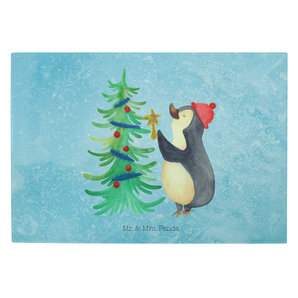 XL Glas Schneidbrett Pinguin Weihnachtsbaum Glasschneidebrett, Schneidebrett, Frühstücksbrett, Küche, Winter, Weihnachten, Weihnachtsdeko, Nikolaus, Advent, Heiligabend, Wintermotiv, Pinguin