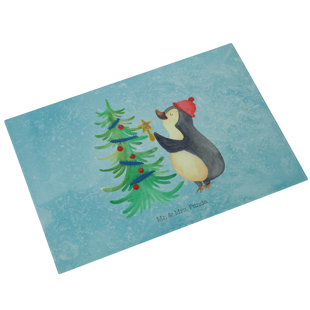 XL Glas Schneidbrett Pinguin Weihnachtsbaum Glasschneidebrett, Schneidebrett, Frühstücksbrett, Küche, Winter, Weihnachten, Weihnachtsdeko, Nikolaus, Advent, Heiligabend, Wintermotiv, Pinguin