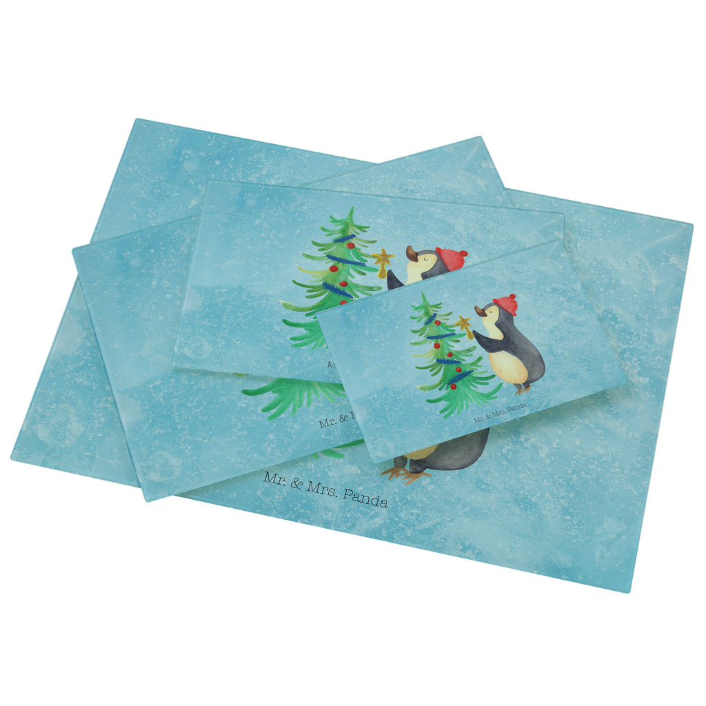 XL Glas Schneidbrett Pinguin Weihnachtsbaum Glasschneidebrett, Schneidebrett, Frühstücksbrett, Küche, Winter, Weihnachten, Weihnachtsdeko, Nikolaus, Advent, Heiligabend, Wintermotiv, Pinguin