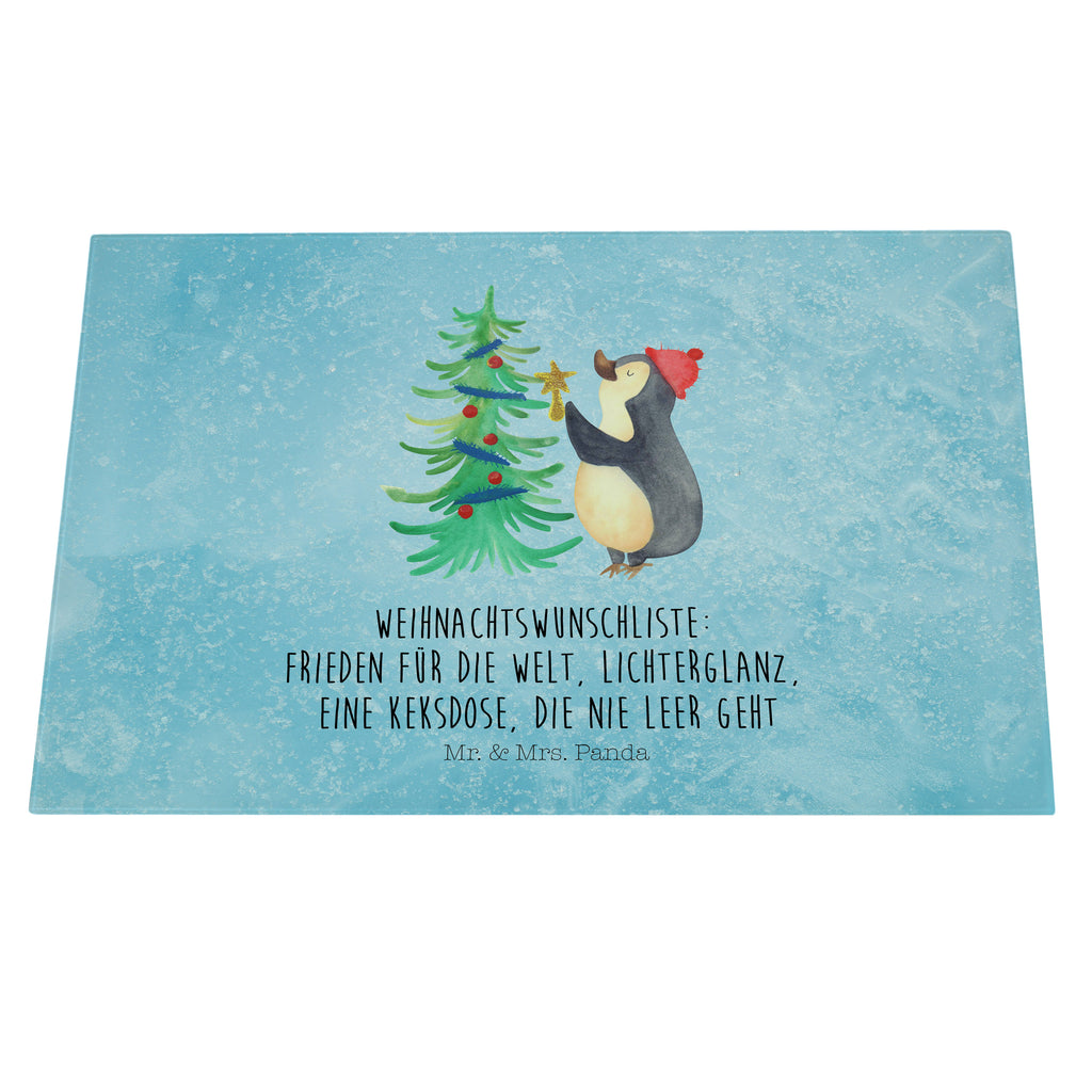 XL Glas Schneidbrett Pinguin Weihnachtsbaum Glasschneidebrett, Schneidebrett, Frühstücksbrett, Küche, Winter, Weihnachten, Weihnachtsdeko, Nikolaus, Advent, Heiligabend, Wintermotiv, Pinguin