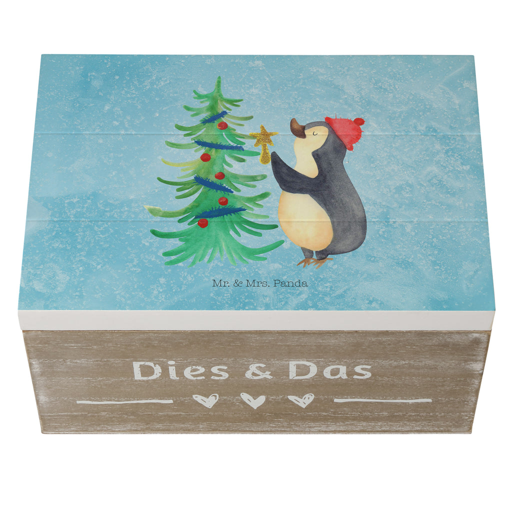 Holzkiste Pinguin Weihnachtsbaum Holzkiste, Kiste, Schatzkiste, Truhe, Schatulle, XXL, Erinnerungsbox, Erinnerungskiste, Dekokiste, Aufbewahrungsbox, Winter, Weihnachten, Weihnachtsdeko, Nikolaus, Advent, Heiligabend, Wintermotiv, Pinguin