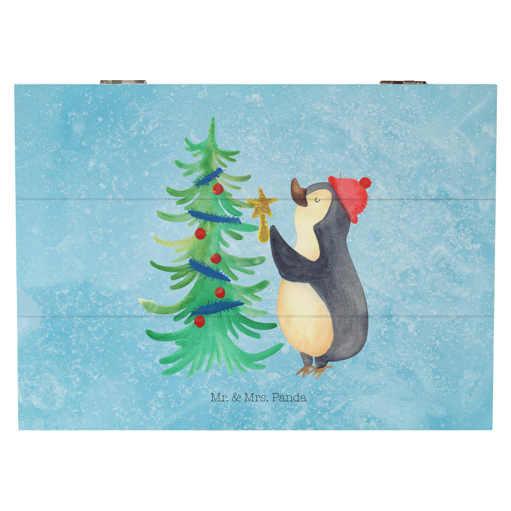 Holzkiste Pinguin Weihnachtsbaum Holzkiste, Kiste, Schatzkiste, Truhe, Schatulle, XXL, Erinnerungsbox, Erinnerungskiste, Dekokiste, Aufbewahrungsbox, Winter, Weihnachten, Weihnachtsdeko, Nikolaus, Advent, Heiligabend, Wintermotiv, Pinguin