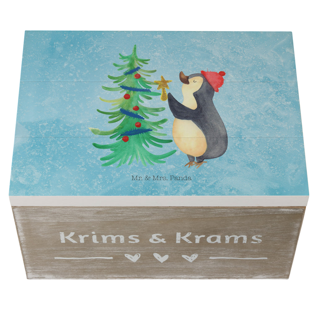 Holzkiste Pinguin Weihnachtsbaum Holzkiste, Kiste, Schatzkiste, Truhe, Schatulle, XXL, Erinnerungsbox, Erinnerungskiste, Dekokiste, Aufbewahrungsbox, Winter, Weihnachten, Weihnachtsdeko, Nikolaus, Advent, Heiligabend, Wintermotiv, Pinguin