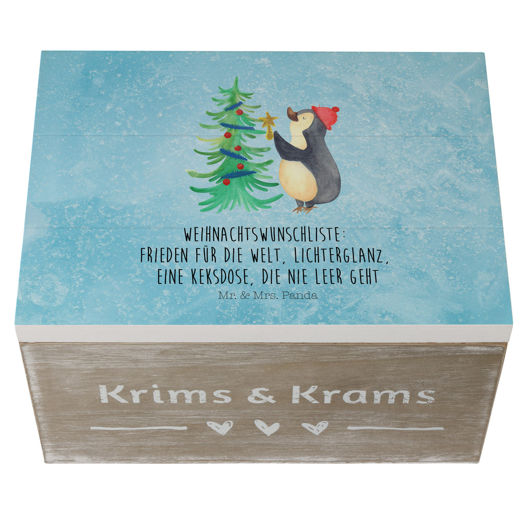 Holzkiste Pinguin Weihnachtsbaum Holzkiste, Kiste, Schatzkiste, Truhe, Schatulle, XXL, Erinnerungsbox, Erinnerungskiste, Dekokiste, Aufbewahrungsbox, Winter, Weihnachten, Weihnachtsdeko, Nikolaus, Advent, Heiligabend, Wintermotiv, Pinguin