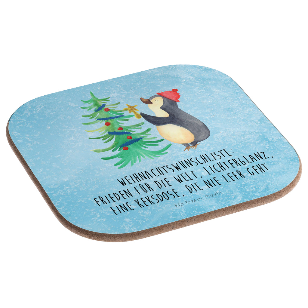 Quadratische Untersetzer Pinguin Weihnachtsbaum Bierdeckel, Glasuntersetzer, Untersetzer Gläser, Getränkeuntersetzer, Winter, Weihnachten, Weihnachtsdeko, Nikolaus, Advent, Heiligabend, Wintermotiv, Pinguin