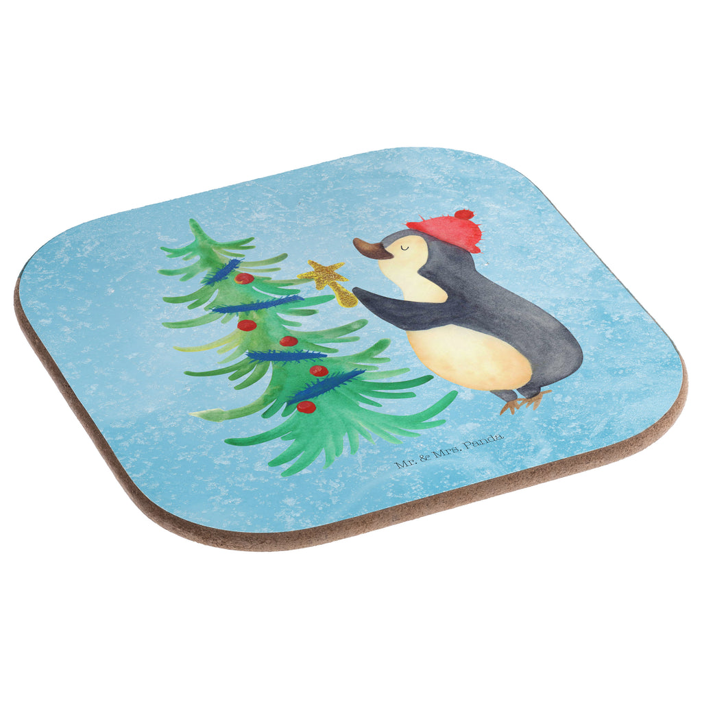 Quadratische Untersetzer Pinguin Weihnachtsbaum Bierdeckel, Glasuntersetzer, Untersetzer Gläser, Getränkeuntersetzer, Winter, Weihnachten, Weihnachtsdeko, Nikolaus, Advent, Heiligabend, Wintermotiv, Pinguin